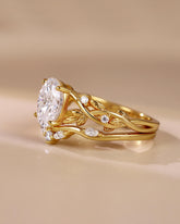 WRENLEY Oval Cut Moissanite Leaf Engagement Ring Set